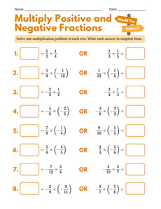Multiply Positive and Negative Fractions: Would You Rather?