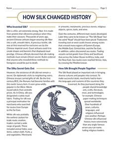 Read Informational Texts: How Silk Changed History