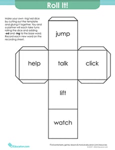 Roll It! Inflectional Endings Dice