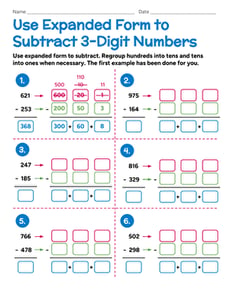 Use Expanded Form to Subtract 3-Digit Numbers