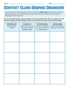 Context Clues Graphic Organizer