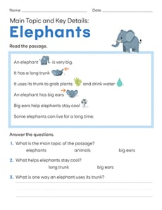 Main Topic & Key Details: Elephants