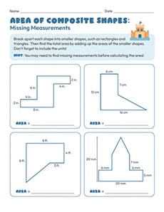 Area of Composite Shapes: Missing Measurements