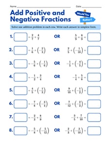 Add Positive and Negative Fractions: Would You Rather?