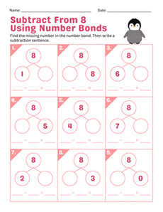 Subtract from 8 Using Number Bonds