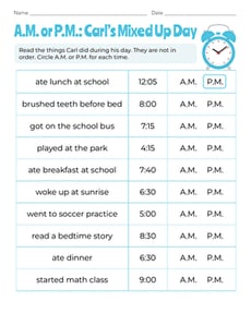 A.M. or P.M.: Carl’s Mixed Up Day