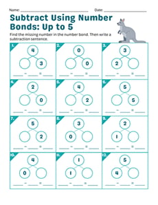Subtract Using Number Bonds: Up to 5
