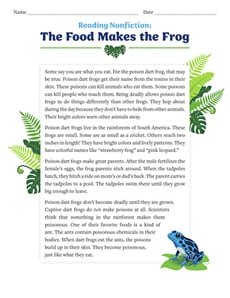 Reading Nonfiction: The Food Makes the Frog