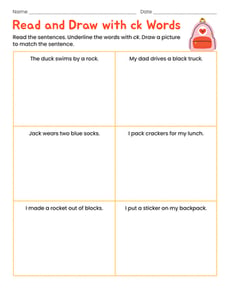 Read and Draw with -ck Words
