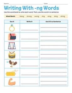 Writing With -ng Words