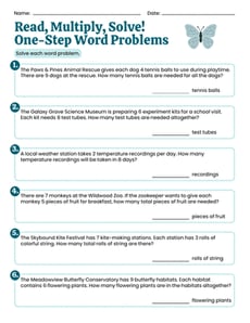 Read, Multiply, Solve! One-Step Word Problems