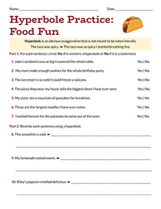 Hyperbole Practice: Food Fun