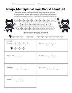 Ninja Multiplication: Word Hunt #1