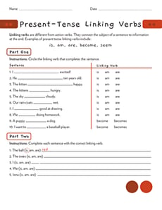 Great Grammar: Present Tense Linking Verbs