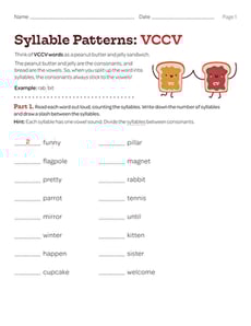Syllable Patterns: VCCV