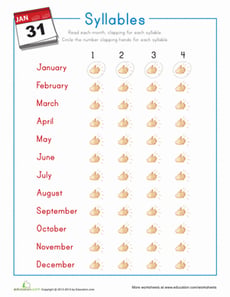 Clapping Syllables: Months