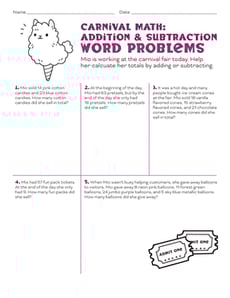 Carnival Math: Addition and Subtraction Word Problems