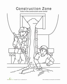 Construction Worker Coloring Page
