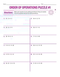 Order of Operations Puzzle #1