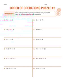 Order of Operations Puzzle #2