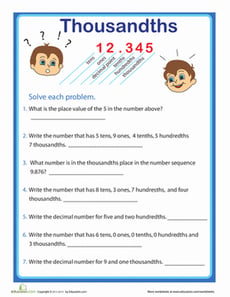 Place Value Practice: Thousandths