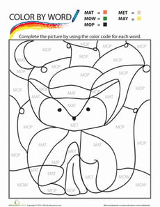 Fox Color by Sight Word