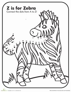 Dot to Dot A to Z Zebra