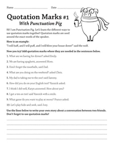 Quotation Marks #1 with Punctuation Pig