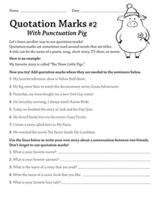Quotation Marks #2 with Punctuation Pig