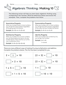 Algebraic Thinking: Making 10