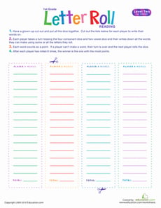 Letter Roll Reading Game: Level Two