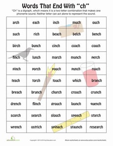 Words Ending in Ch