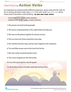 Identifying Action Verbs
