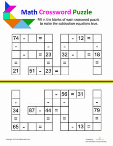 Subtraction Crossword