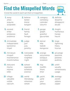 Find the Misspelled Words