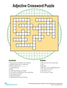 Adjectives Crossword