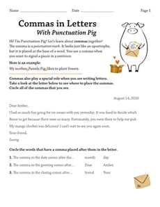 Commas in Letters With Punctuation Pig