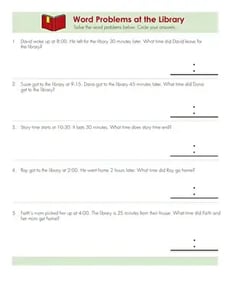 Telling Time: Word Problems at the Library