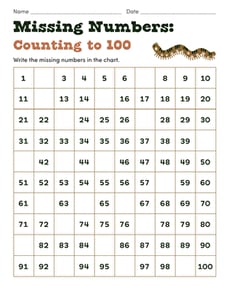 Missing Numbers: Counting to 100