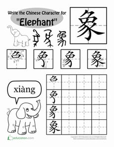 Write Chinese Characters: "Elephant"