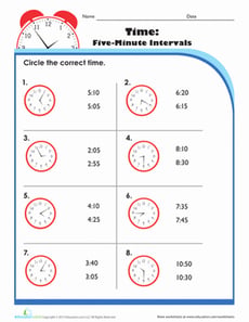 Telling Time: Five Minutes