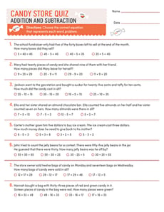 Candy Store Quiz: Addition & Subtraction