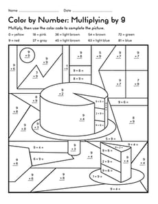 Color by Number: Multiplying by 9