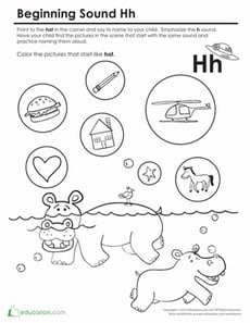 Beginning Sounds Coloring: Sounds Like Hat