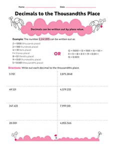 Decimals to the Thousandths Place