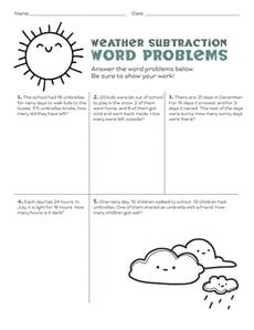 Weather Subtraction Word Problems