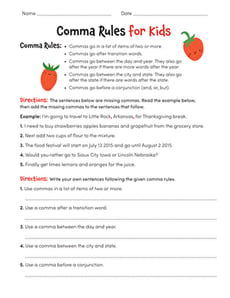 Comma Rules for Kids