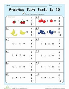 Practice Test: Facts to 10