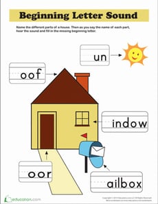 Write the Missing Letter: Parts of a House