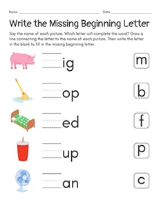 Write the Missing Beginning Letter
